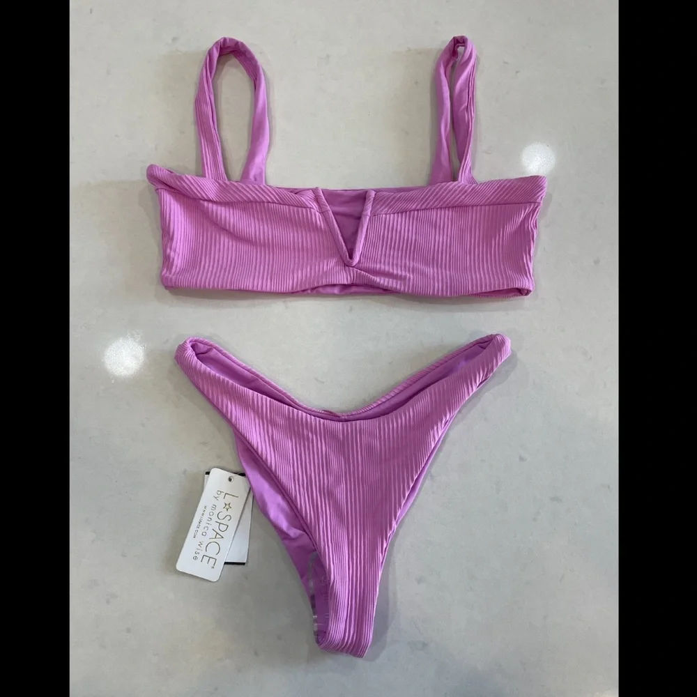 L*Space Purple Cabana Ribbed V-Wire Bikini | NWT Size M